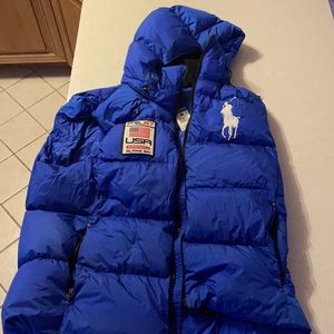 Polo Ralph Lauren Blue Puff Vest (small burn hole)